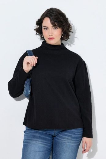Plus size veliki brojevi Majica dugih rukava s povišenim ovratnikom i pletenim uzorkom za punije