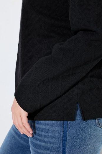 Plus size veliki brojevi Majica dugih rukava s povišenim ovratnikom i pletenim uzorkom za punije