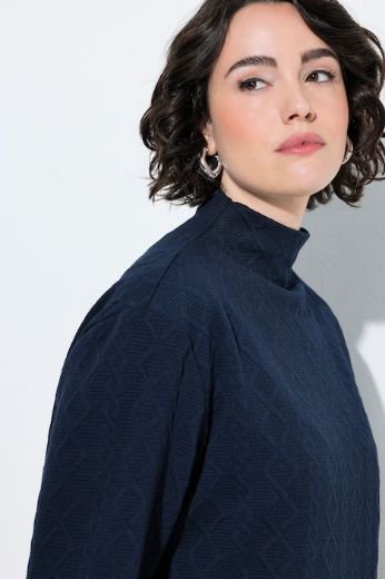 Plus size veliki brojevi Majica dugih rukava s povišenim ovratnikom i pletenim uzorkom za punije