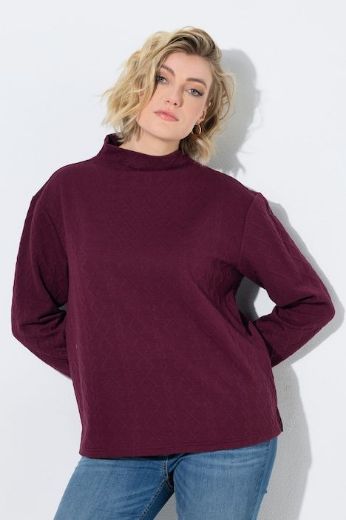 Plus size veliki brojevi Majica dugih rukava s povišenim ovratnikom i pletenim uzorkom za punije