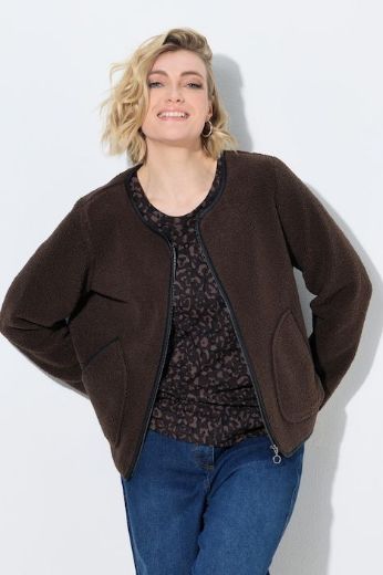 Plus size veliki brojevi jakna dugih rukava okruglog izreza s patentnim zatvaračem za punije
