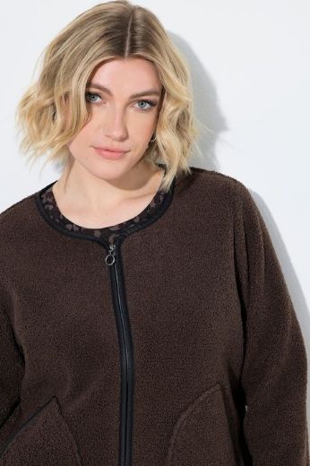 Plus size veliki brojevi jakna dugih rukava okruglog izreza s patentnim zatvaračem za punije