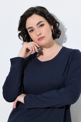 Plus size veliki brojevi Majica dugih rukava okruglog izreza s natpisom na leđima za punije