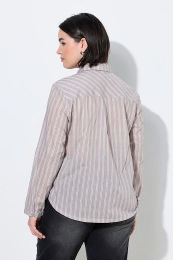 Plus size veliki brojevi Košulja dugih rukava na tanke pruge s kragnom za punije