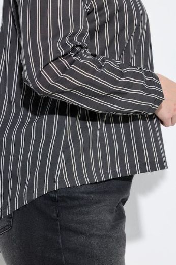 Plus size veliki brojevi Košulja dugih rukava na tanke pruge s kragnom za punije