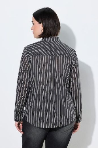Plus size veliki brojevi Košulja dugih rukava na tanke pruge s kragnom za punije
