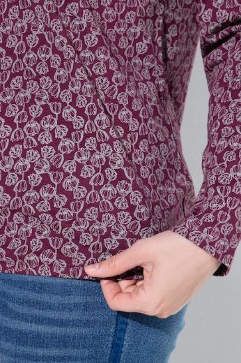 Plus size veliki brojevi Majica dugih rukava okruglog izreza s cvjetnim uzorkom i elastičnim rubom za punije