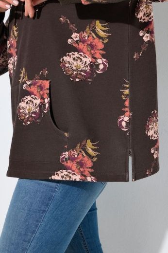 Plus size veliki brojevi Majica dugih rukava A kroja s povišenim ovratnikom i cvjetnim uzorkom za punije