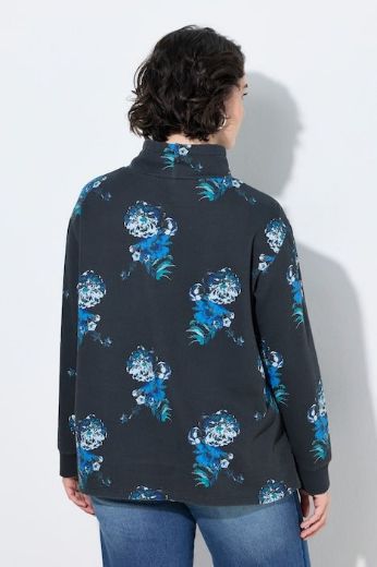 Plus size veliki brojevi Majica dugih rukava A kroja s povišenim ovratnikom i cvjetnim uzorkom za punije