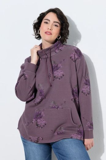 Plus size veliki brojevi Majica dugih rukava A kroja s povišenim ovratnikom i cvjetnim uzorkom za punije