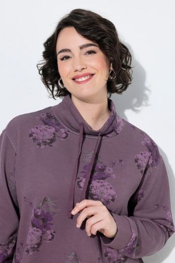 Plus size veliki brojevi Majica dugih rukava A kroja s povišenim ovratnikom i cvjetnim uzorkom za punije