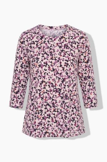 Plus size veliki brojevi Majica 3/4 rukava A kroja okruglog izreza s leopard uzorkom za punije