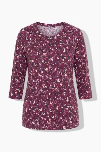 Plus size veliki brojevi Majica 3/4 rukava A kroja okruglog izreza s leopard uzorkom za punije