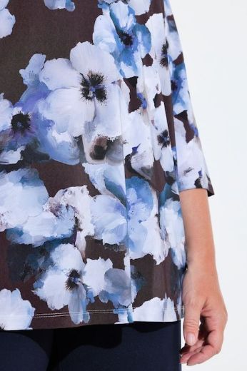 Plus size veliki brojevi Majica 3/4 rukava A kroja V izreza s cvjetnim uzorkom za punije