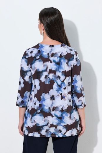 Plus size veliki brojevi Majica 3/4 rukava A kroja V izreza s cvjetnim uzorkom za punije
