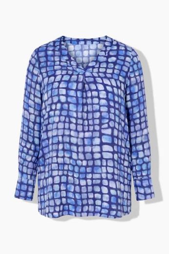 Plus size veliki brojevi Bluza dugih rukava od satena karirana za punije