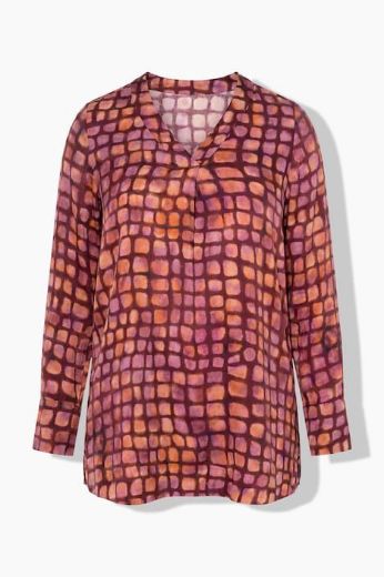Plus size veliki brojevi Bluza dugih rukava od satena karirana za punije