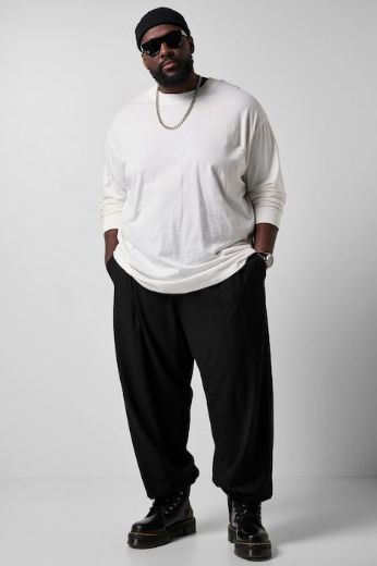 Plus size veliki brojevi Hlače poslovne širokog kroja s faltama i džepovima za punije
