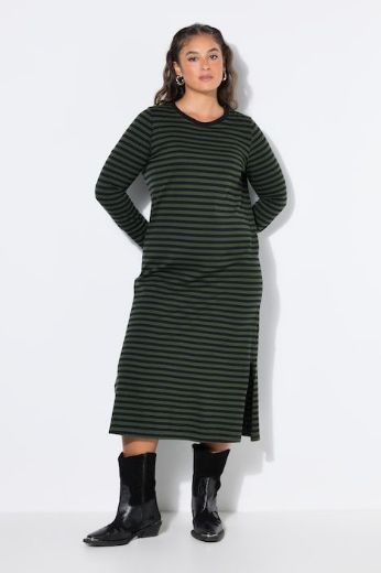 Plus size veliki brojevi Haljina dugih rukava s prugama za punije