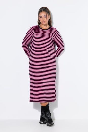 Plus size veliki brojevi Haljina dugih rukava s prugama za punije