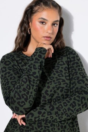 Plus size veliki brojevi Majica dugih rukava s leopard printom za punije