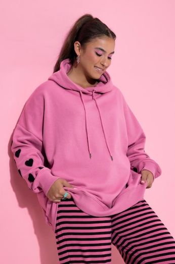 Plus size veliki brojevi Majica dugih rukava s printom srca za punije