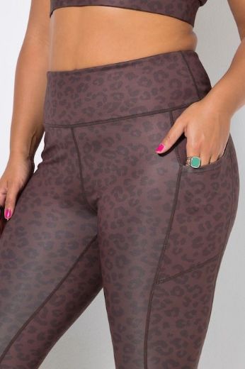 Plus size veliki brojevi Sportske tajice do gležnja s leopard uzorkom za punije