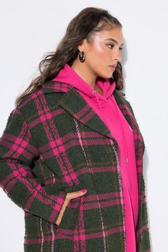 Plus size veliki brojevi Kaput šireg kroja karirani za punije