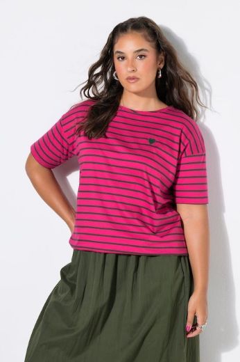 Plus size veliki brojevi Majica kratkih rukava šireg kroja prugasta za punije