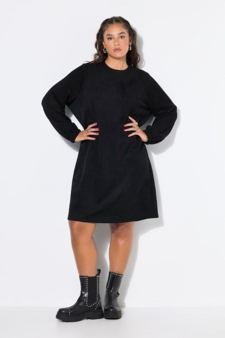 Plus size veliki brojevi Haljina dugih rukava šireg kroja za punije