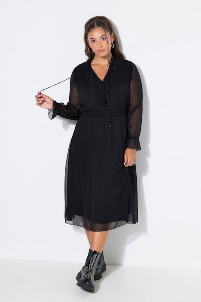 Plus size veliki brojevi Haljina maxi dugih rukava A kroja za punije