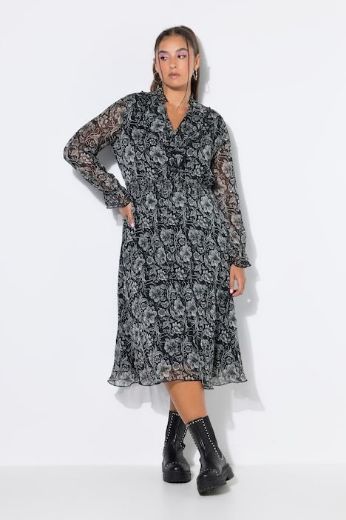Plus size veliki brojevi Haljina midi A kroja dugih rukava za punije