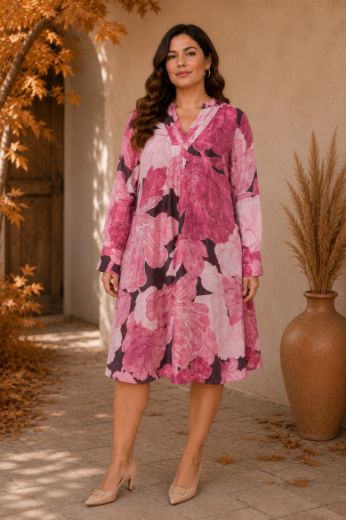 Plus size veliki brojevi Haljina elegantna midi dugih rukava A kroja V izreza za punije