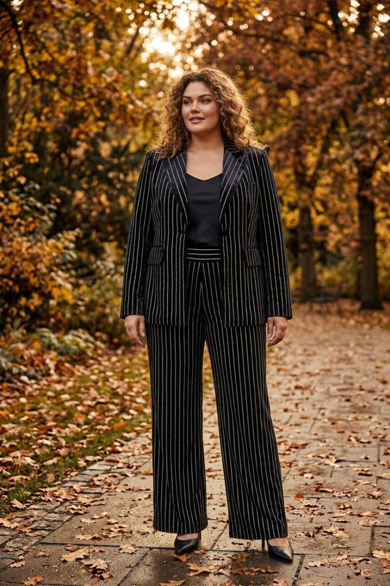 Plus size veliki brojevi Hlače na pruge za punije