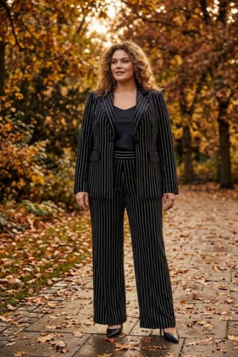 Plus size veliki brojevi Hlače na pruge za punije