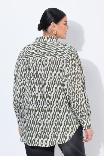 Plus size veliki brojevi Bluza dugih rukava šireg kroja s kragnom i uzorkom za punije
