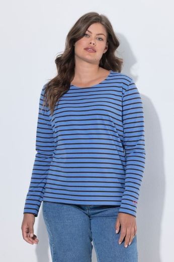 Plus size veliki brojevi Majica dugih rukava na pruge za punije