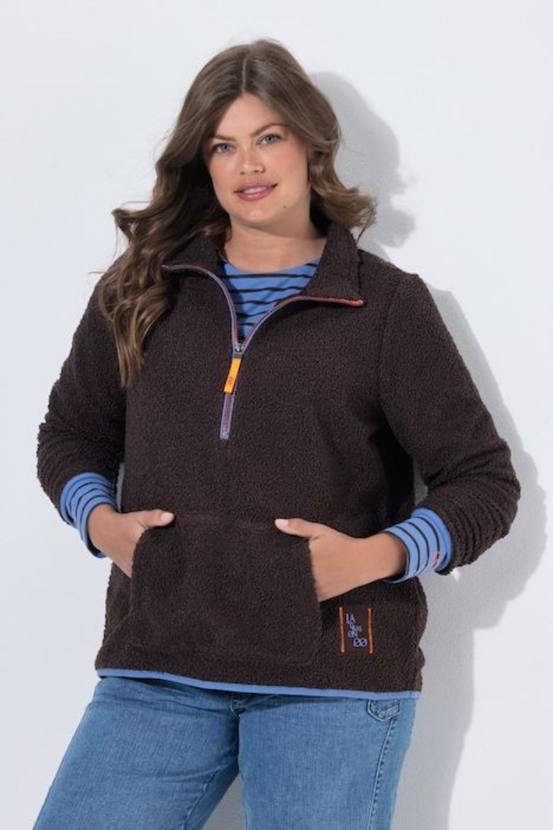 Plus size veliki brojevi Majica teddy s polu patentnim zatvaračem za punije