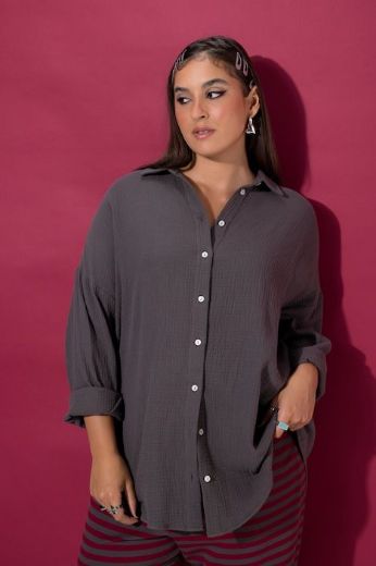 Plus size veliki brojevi Bluza na kopčanje za punije