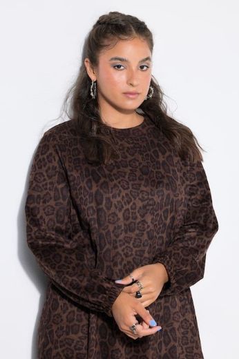 Plus size veliki brojevi Haljina dugih rukava šireg kroja za punije