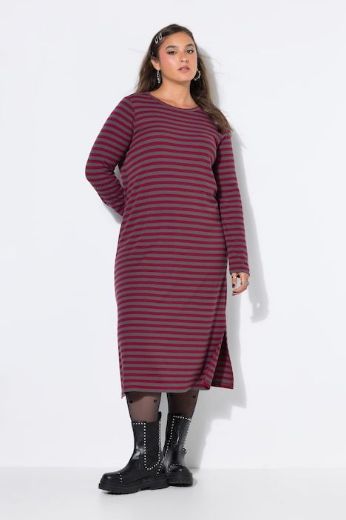 Plus size veliki brojevi Haljina dugih rukava na pruge za punije