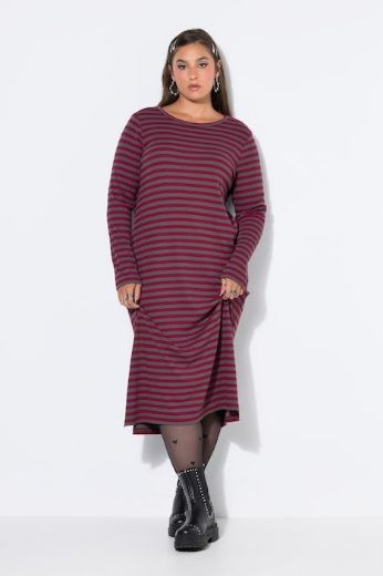 Plus size veliki brojevi Haljina dugih rukava na pruge za punije