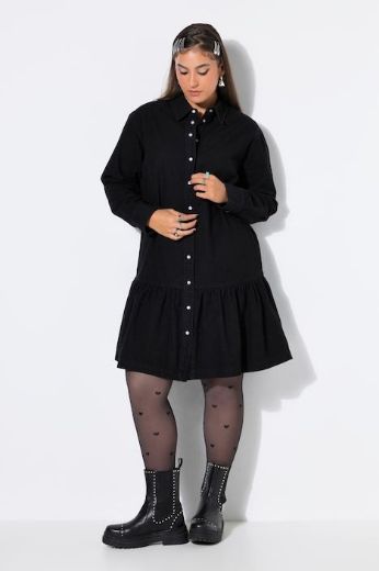 Plus size veliki brojevi Haljina traper dugih rukava šireg kroja za punije