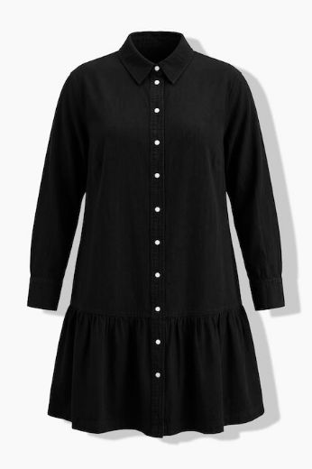 Plus size veliki brojevi Haljina traper dugih rukava šireg kroja za punije