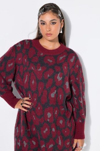 Plus size veliki brojevi Haljina dugih rukava šireg kroja leo uzorka za punije