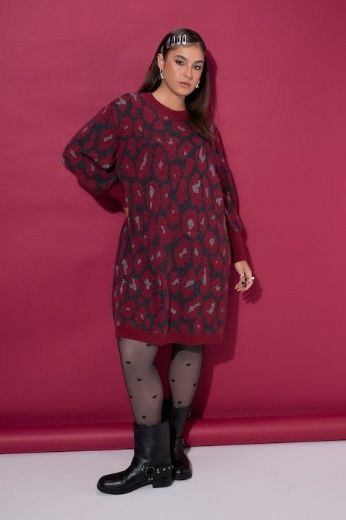 Plus size veliki brojevi Haljina dugih rukava šireg kroja leo uzorka za punije