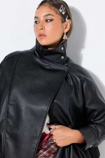Plus size veliki brojevi Jakna od imitacije kože za punije