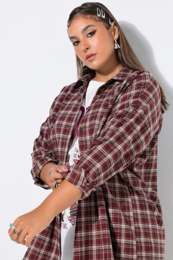 Plus size veliki brojevi Košulja karirana dugih rukava za punije