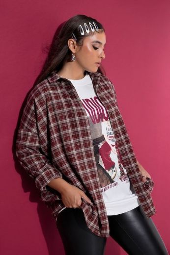 Plus size veliki brojevi Košulja karirana dugih rukava za punije
