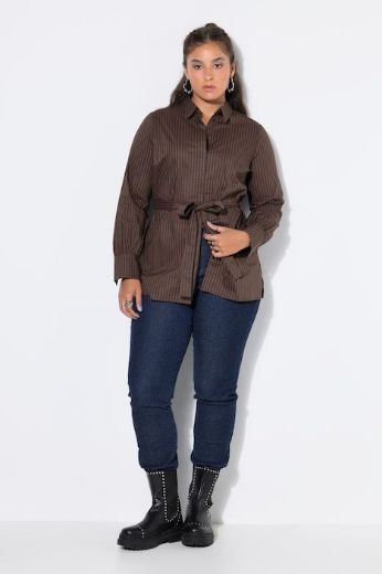 Plus size veliki brojevi Bluza dugih rukava s pojasom na vezanje za punije